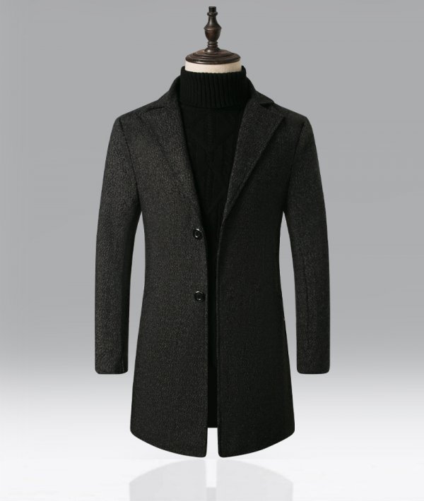 Men's Snowflake Trench Coat Mid-Length Woolen Coat