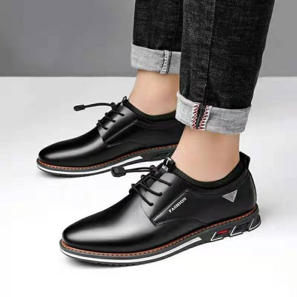 Leather size-shoess round toe trend size-shoess comfortable men's size-shoess