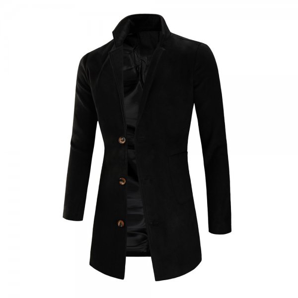 Men's Fashion Mid-Length Coat Simple Solid Color Trench Coat