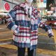 Men's Autumn and Winter Plaid Trench Coat Loose Woolen Coat