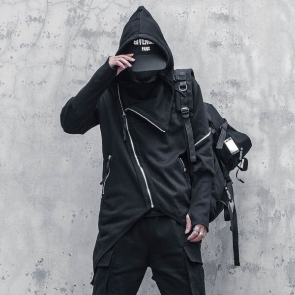 Dark Asymmetric Design Coat Gothic Trench Coat Men